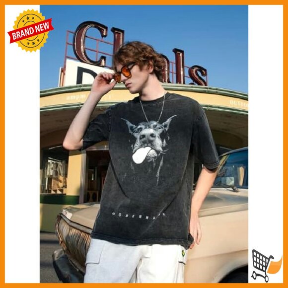 Unisex Oversized Cotton Graphic Tee Vintage Streetwear Casual T-Shirt - Picture 5 of 7